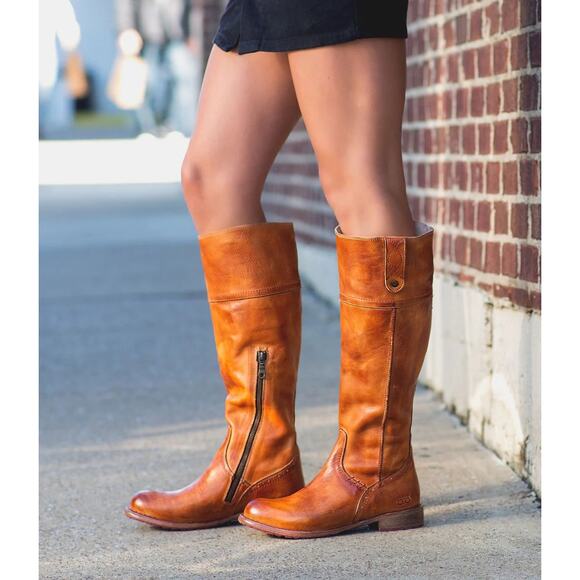 Bed Stu Jacqueline Riding Boots Pecan Rustic Brown Leather Knee Tall Sz 7 - Picture 1 of 14